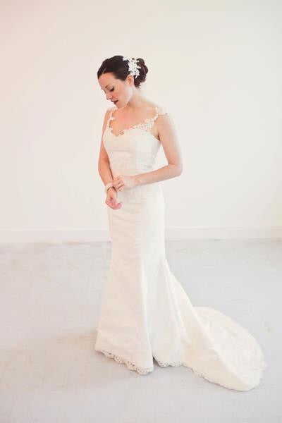 Polly // Ivory Silk Lace Fishtail Wedding Dress