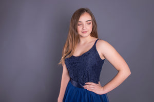Rose // Navy Lace Camisole Top