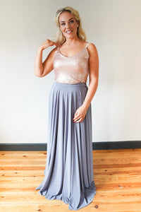 Penelope // Charcoal Grey Long Bridesmaids Maxi Skirt