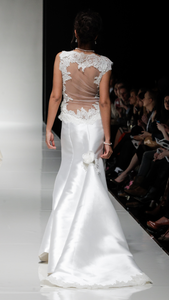 Ivory Mikado Lace Fishtail Open Back Wedding Dress