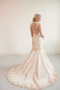 Gabriella // champagne beaded lace mermaid wedding dress
