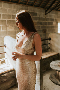 Tara // Champagne Sequin Wedding Dress