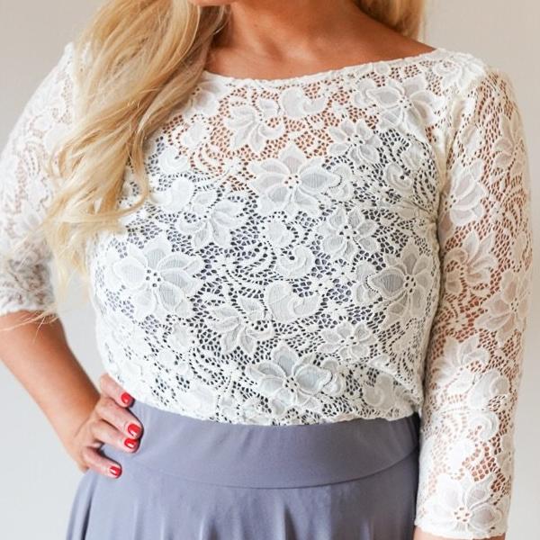 Audrey // Ivory Lace Top with sleeves