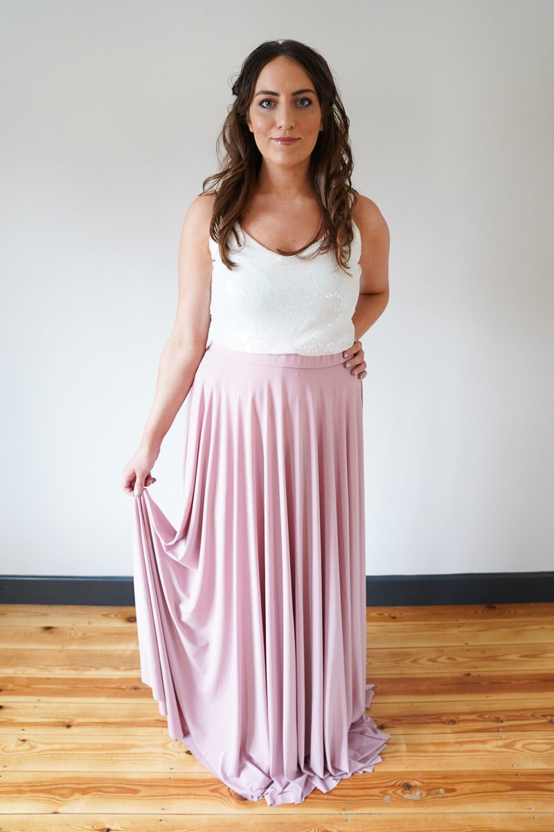 Penelope // Dusky Pink Long Bridesmaids Maxi Skirt